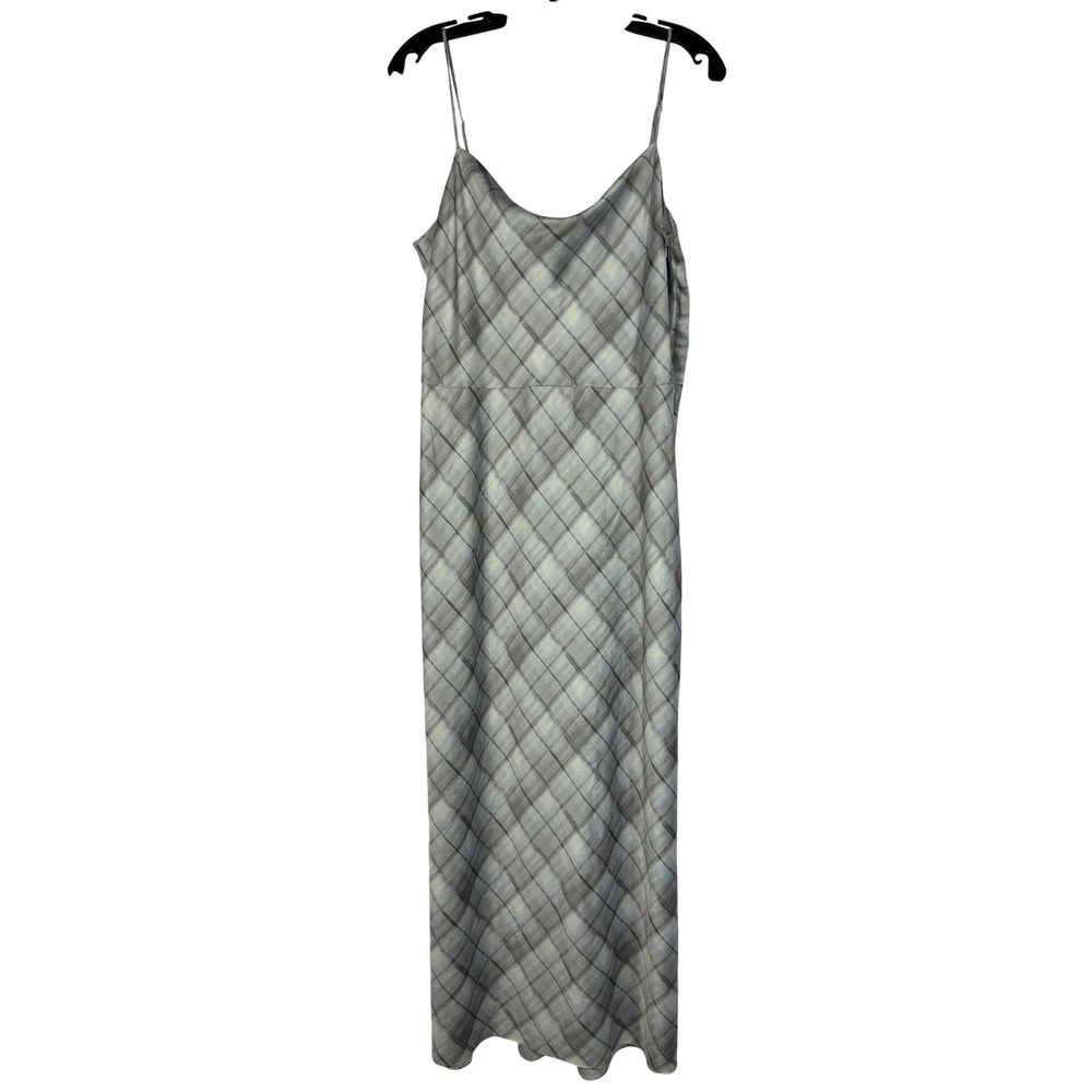 Vince Hazy Plaid Cowl Neck‎ Dress Grey White Slip Midi Minimalist NWT Size 10